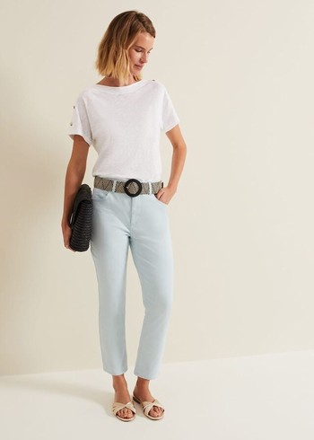 Phase Eight Lindsey Cropped Straight Leg Trousers Blue Australia | MP7041692